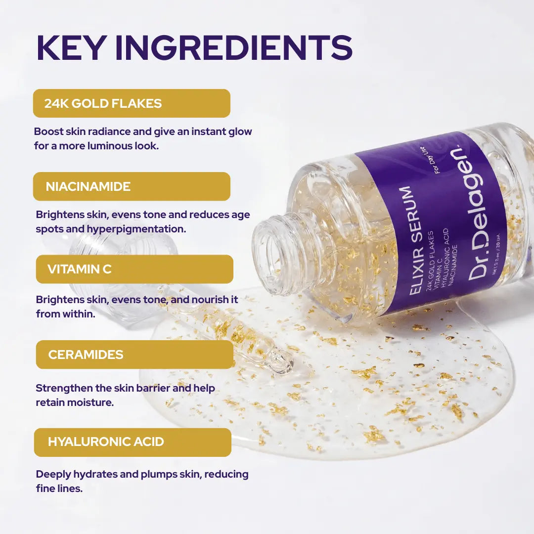 Sérum Élixir - Or 24 carats Ginseng Niacinamide Vitamine C