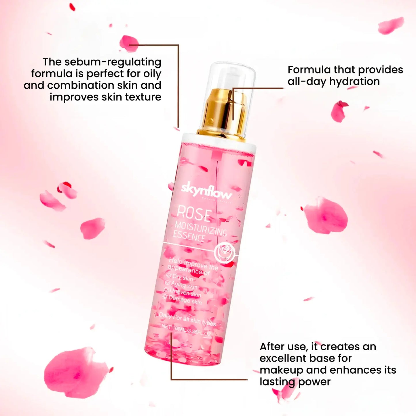 Tonico viso rinfrescante e idratante con essenza di rosa, aloe vera e Vitamina C